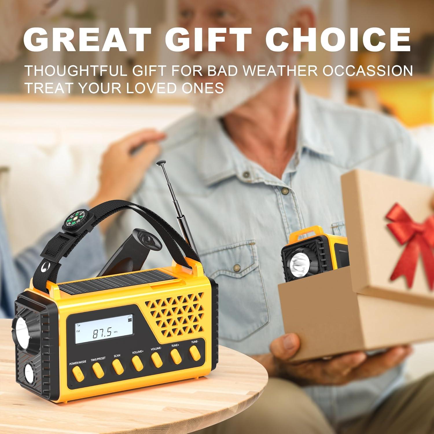 Radio Meteorológica Portátil DexScout 10000mAh Solar con Linterna