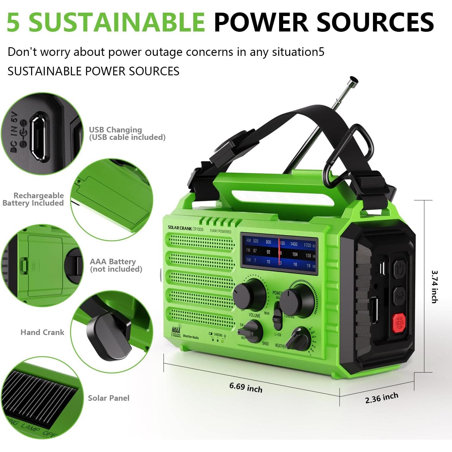 Radio Meteorológica de Emergencia PPLEE CR1009 5000mAh Solar