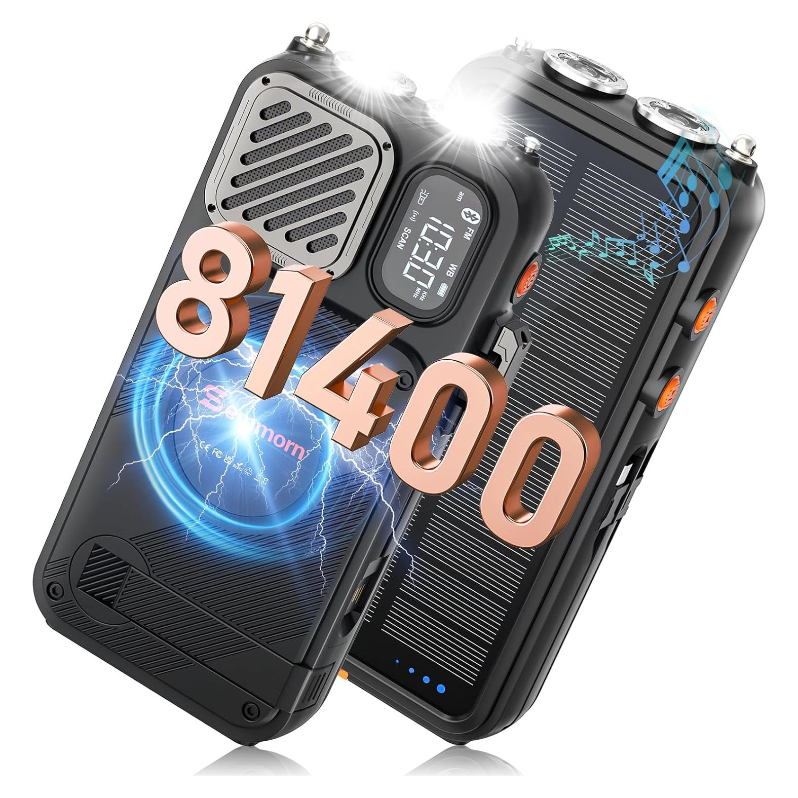 Radio de Emergencia Manivela Solar Semmorn 22000mAh FM NOAA