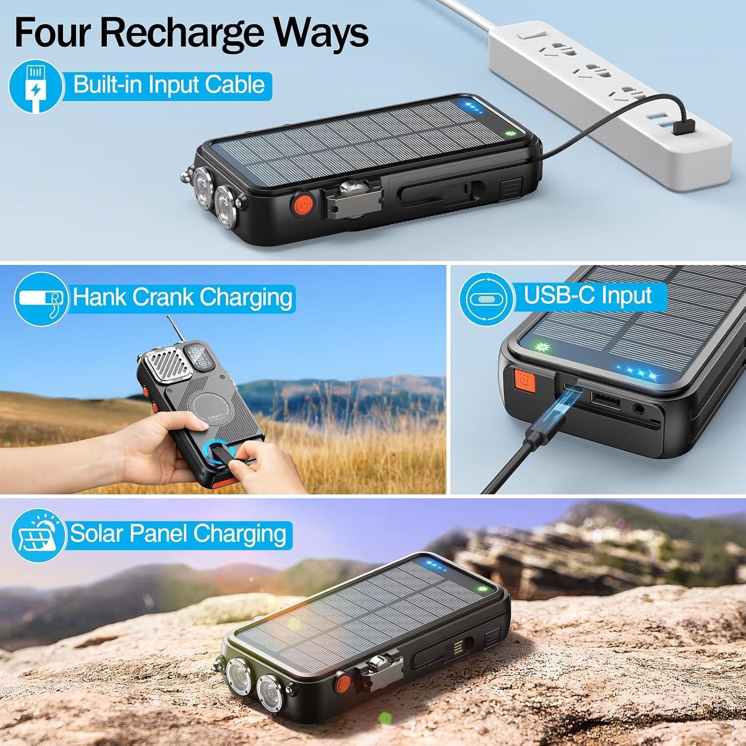 Radio de Emergencia Manivela Solar Semmorn 22000mAh FM NOAA