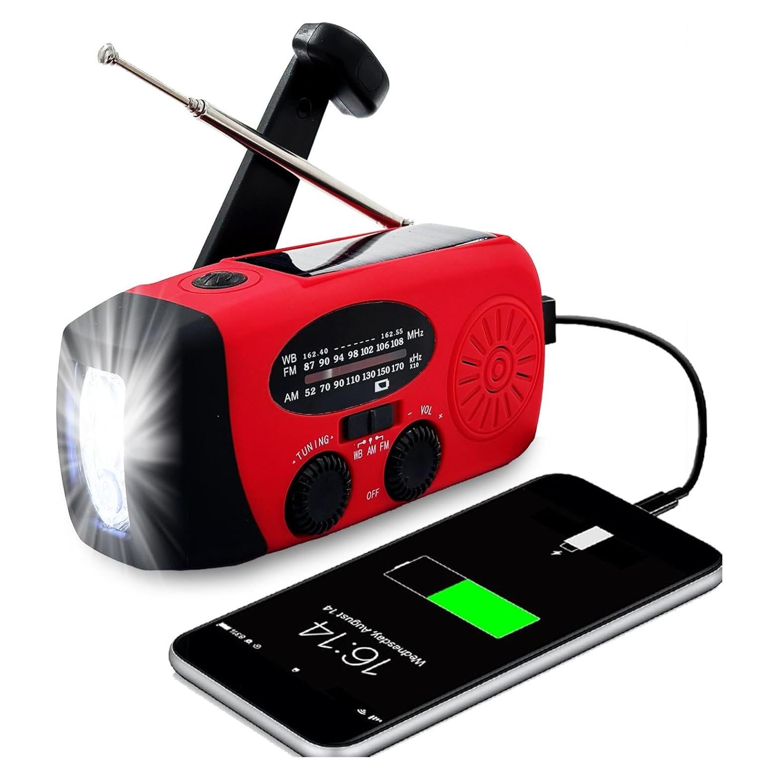 Radio de Emergencia LOOFHIEN con Linterna LED y Alarma SOS