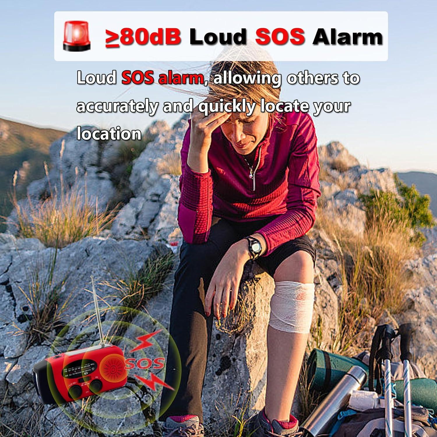 Radio de Emergencia LOOFHIEN con Linterna LED y Alarma SOS