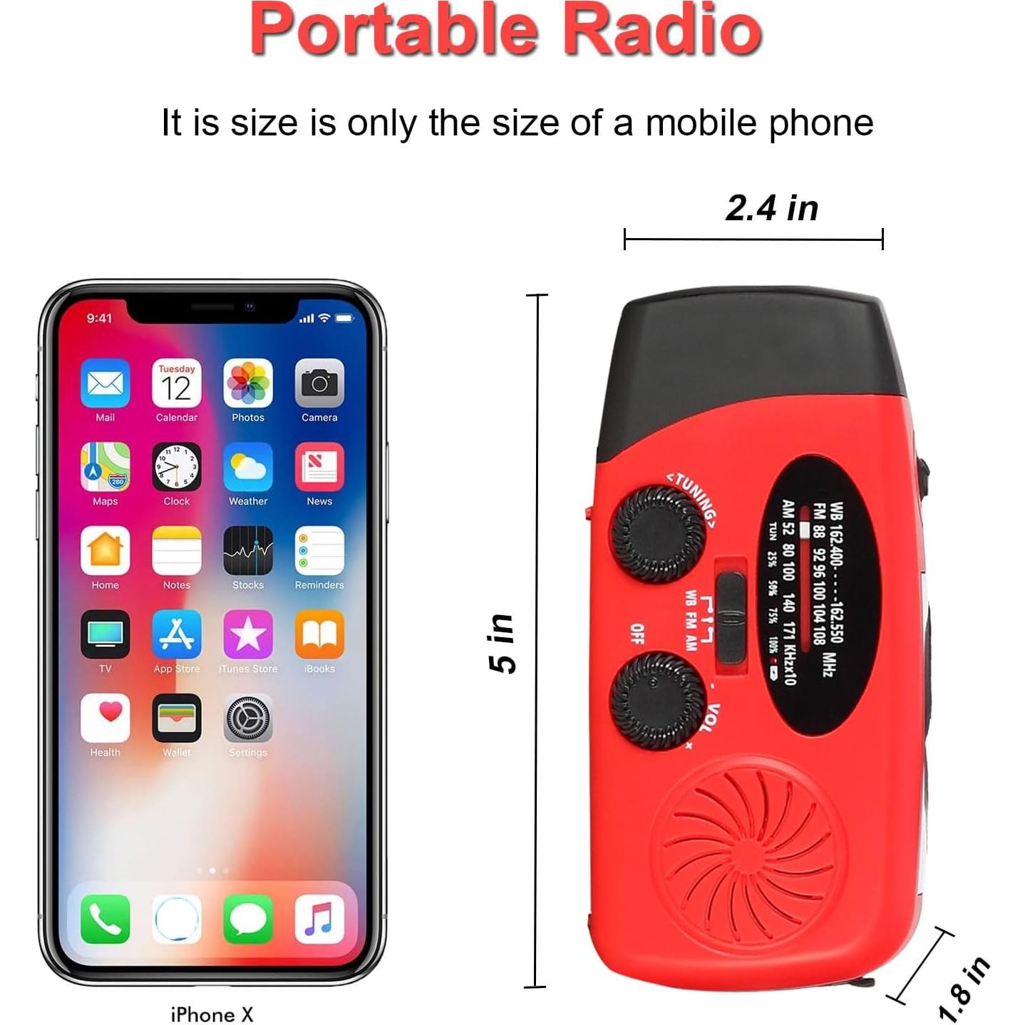 Radio de Emergencia LOOFHIEN con Linterna LED y Alarma SOS