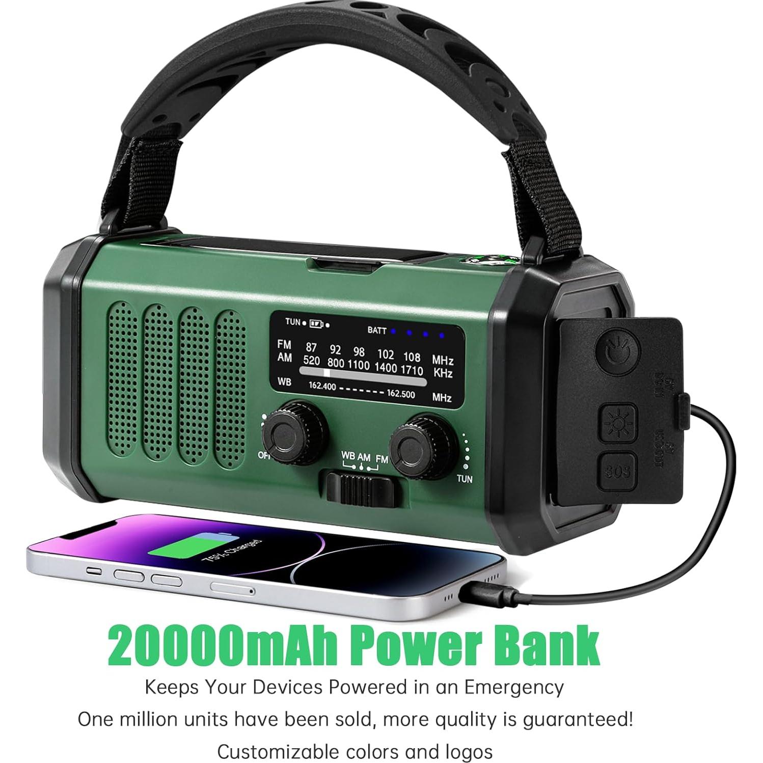 Radio Meteorológica de Emergencia Juvihuxy 20000mAh Verde