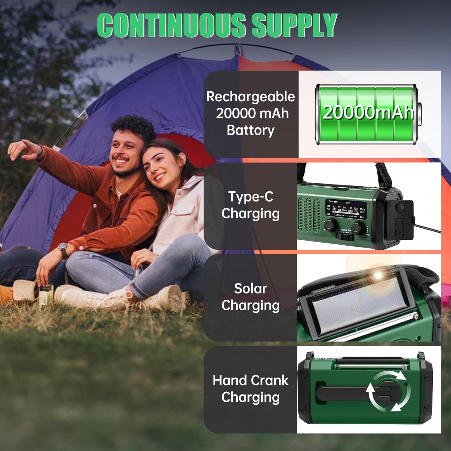 Radio Meteorológica de Emergencia Juvihuxy 20000mAh Verde