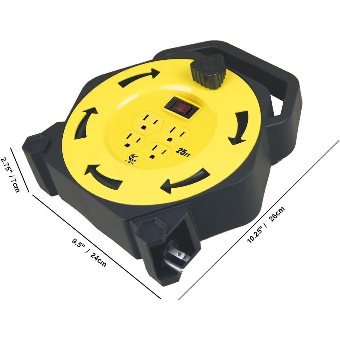 Carrete de Cable de Extensión T-JOAN 7.62m 4 Salidas 13A