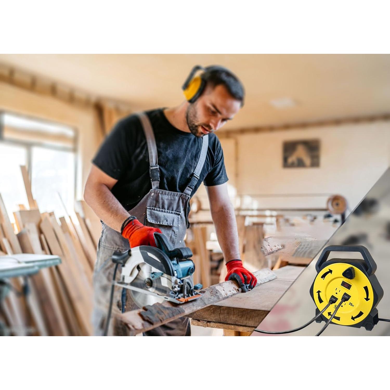 Carrete de Cable de Extensión T-JOAN 7.62m 4 Salidas 13A