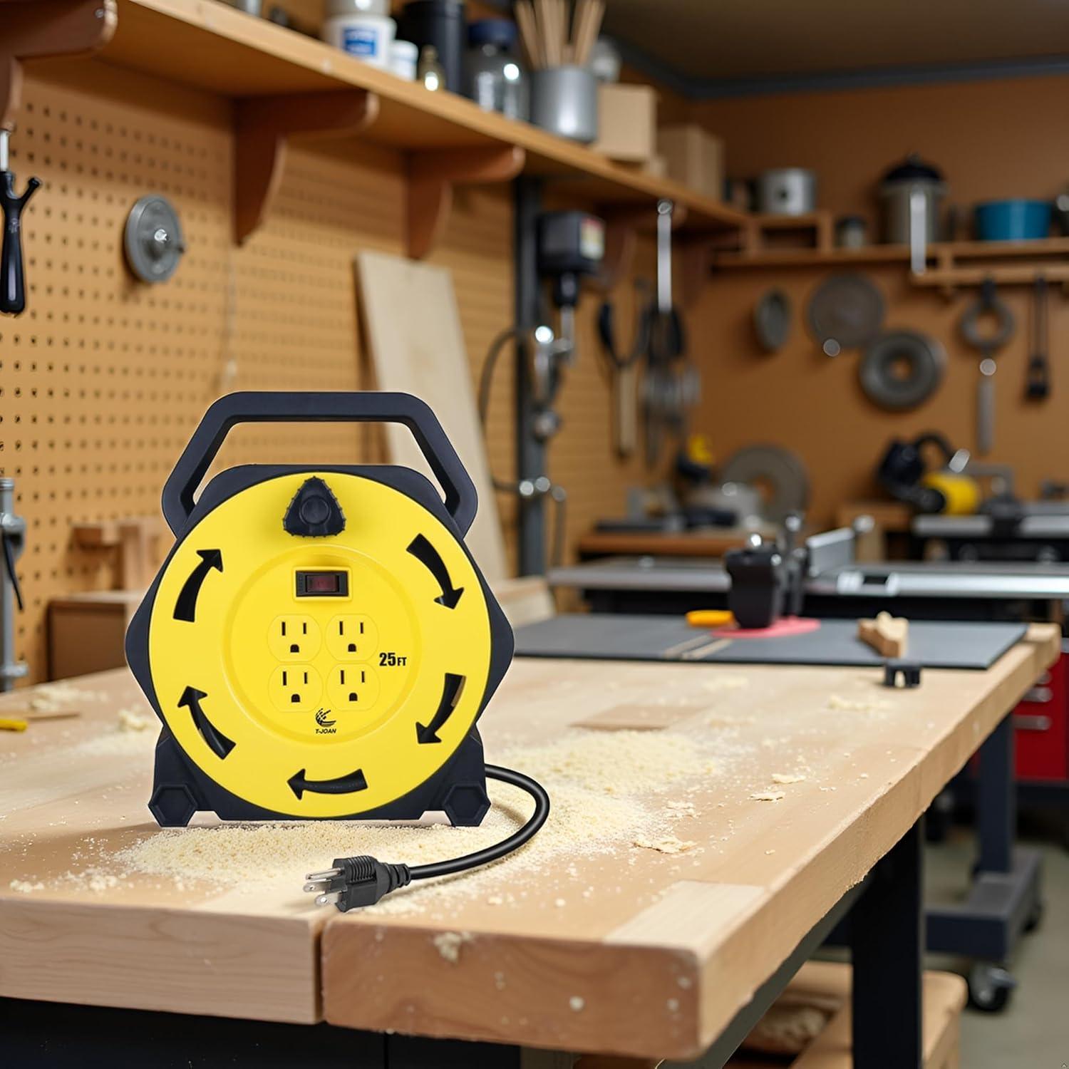 Carrete de Cable de Extensión T-JOAN 7.62m 4 Salidas 13A