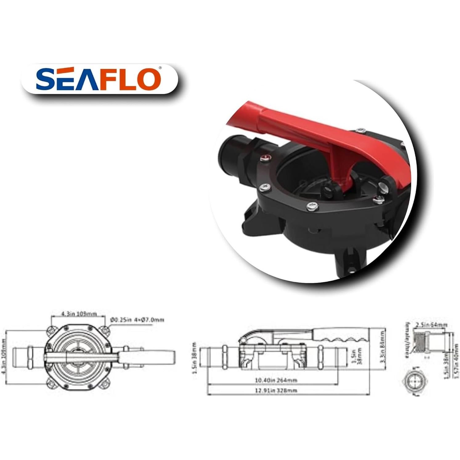 Bomba de Achique Manual SEAFLO 720GPH 2721.55 LPH