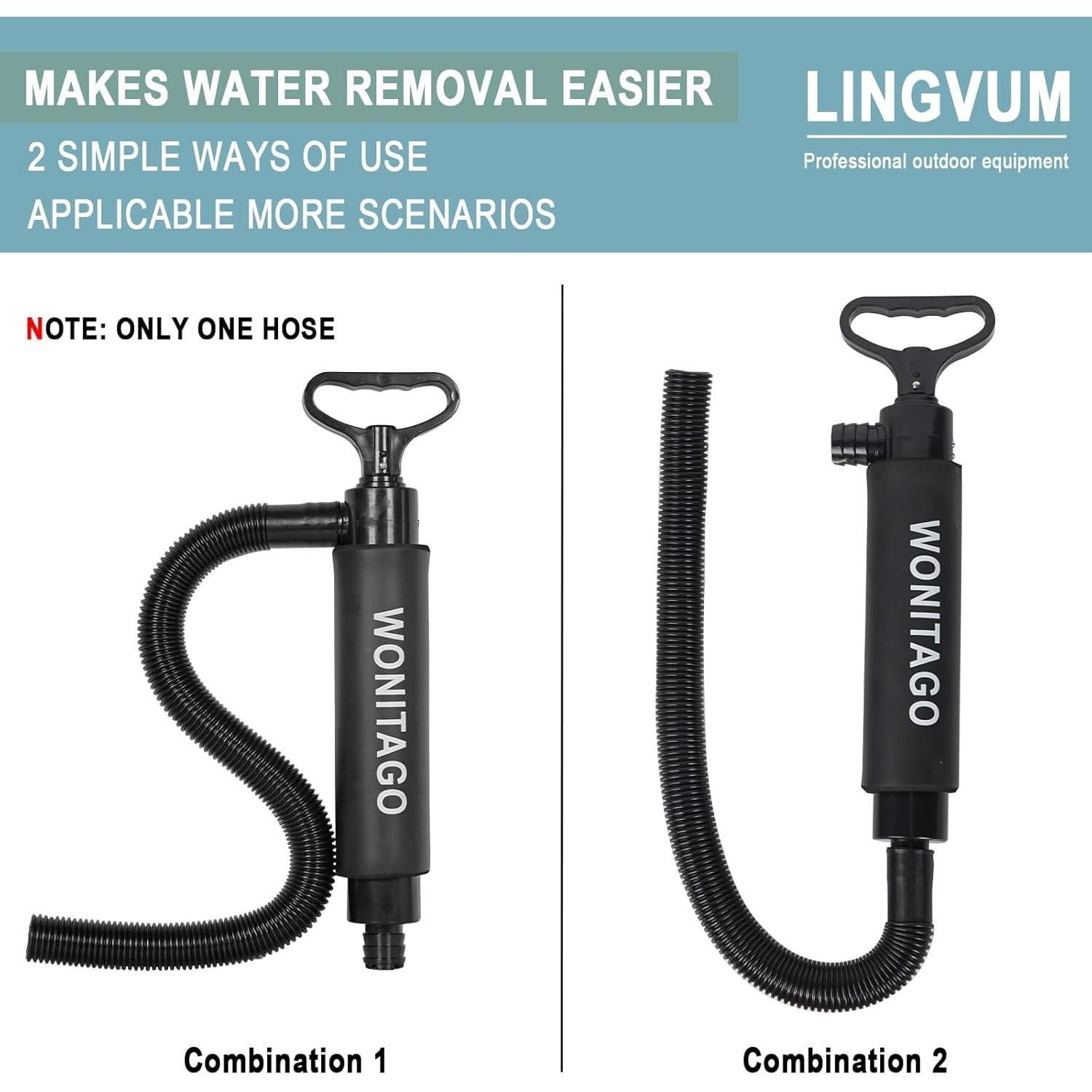 Bomba de Achique Manual LINGVUM 43 cm para Kayak y Barco