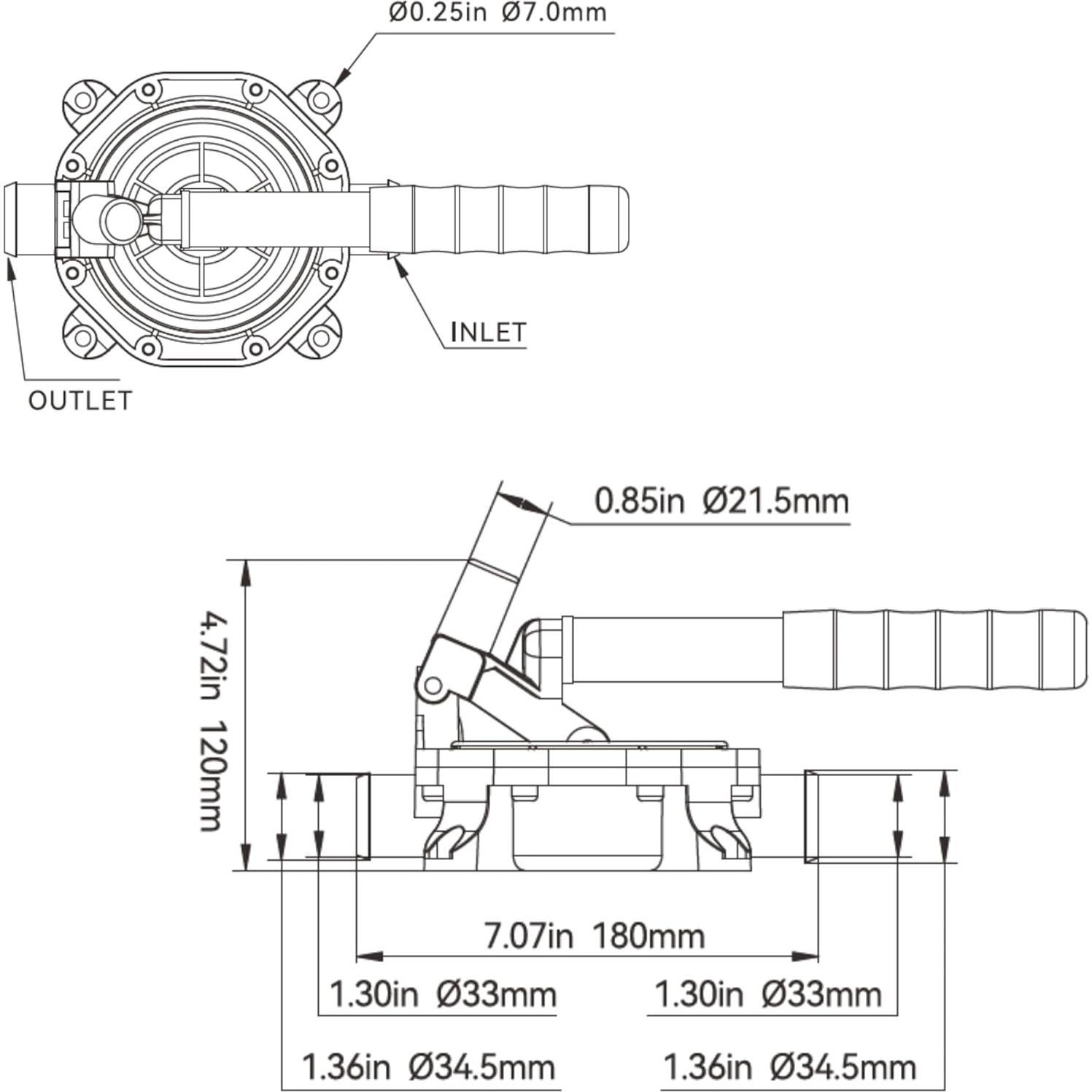 Bomba de Achique Manual SEAFLO SFDHA-G720-01 20L/min