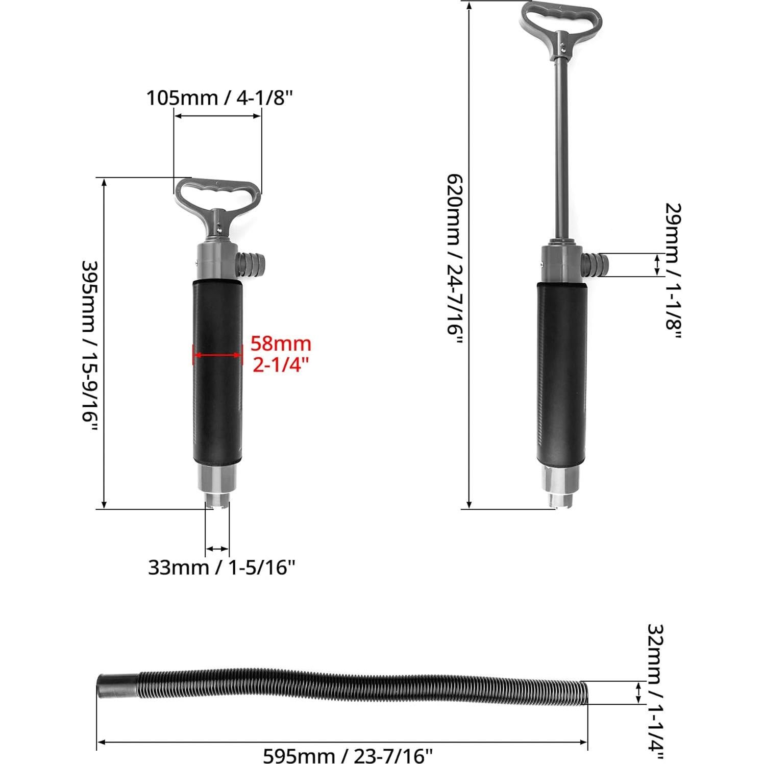 Bomba de Achique Manual QWORK 62 cm con Manguera Reversible