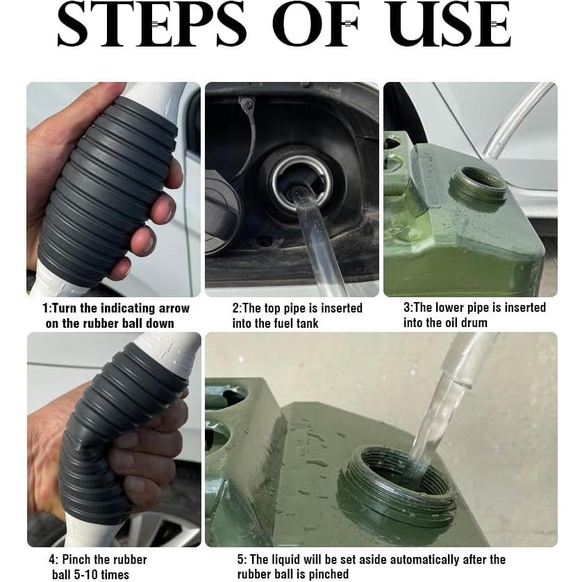 Bomba de Sifón Manual JJMNKMN 1m para Gasolina y Agua