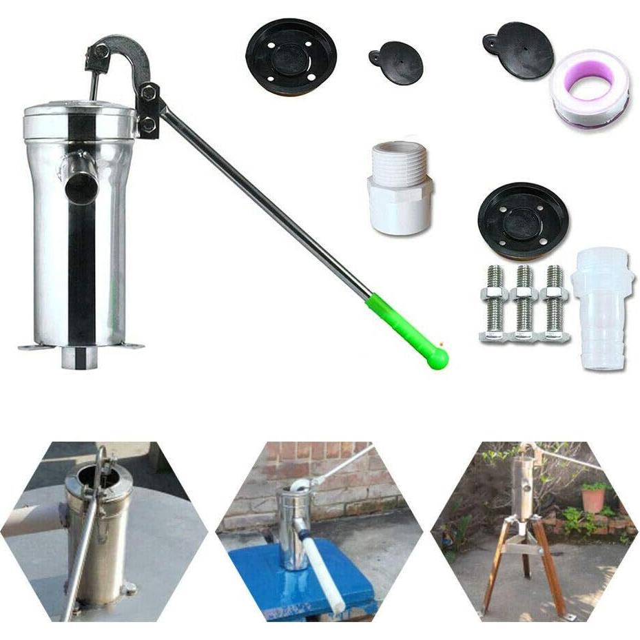 Bomba de Pozo Manual Acero Inoxidable 10m Succión Jardín