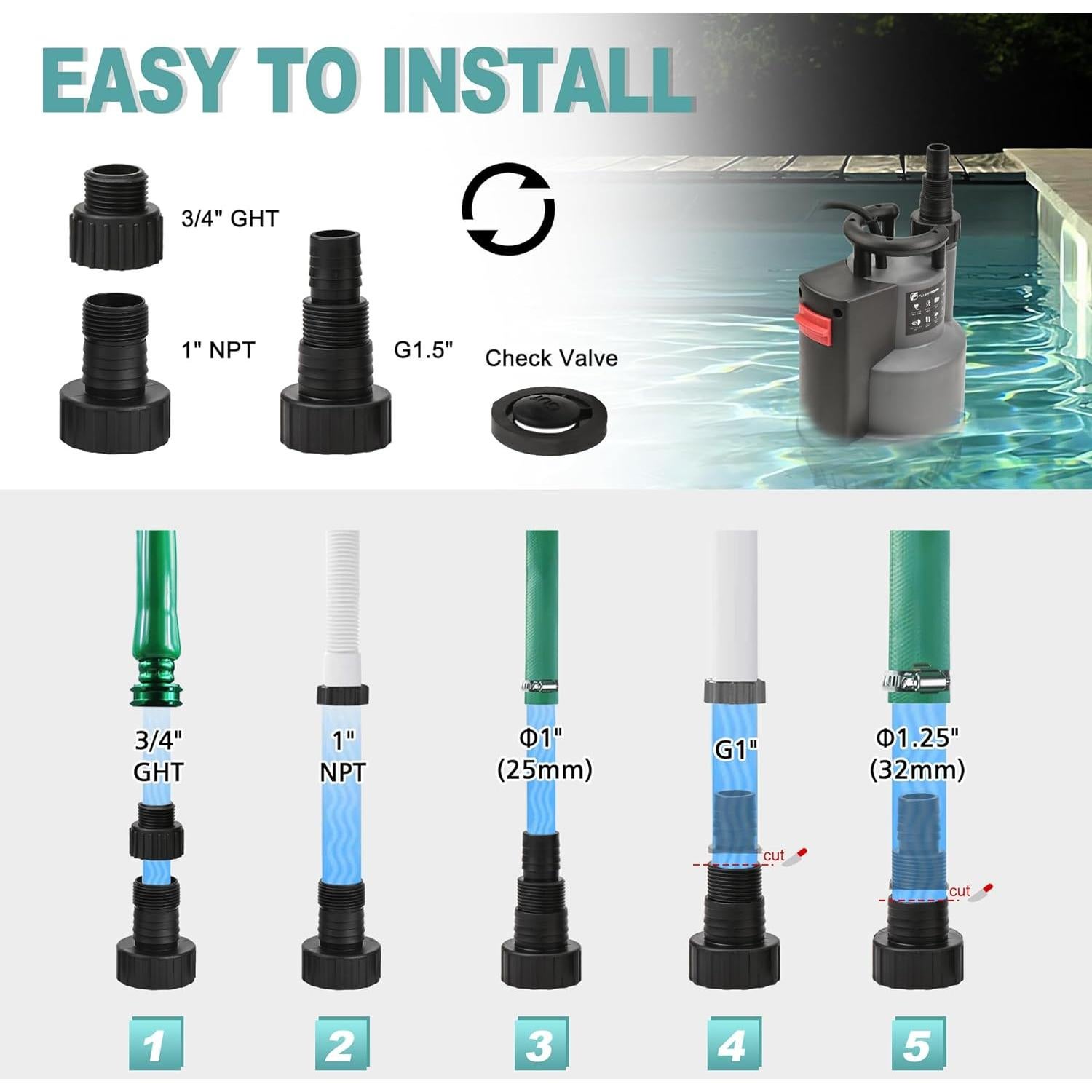 Bomba Sumergible FluentPower 1/2HP 946L/h con Flotador