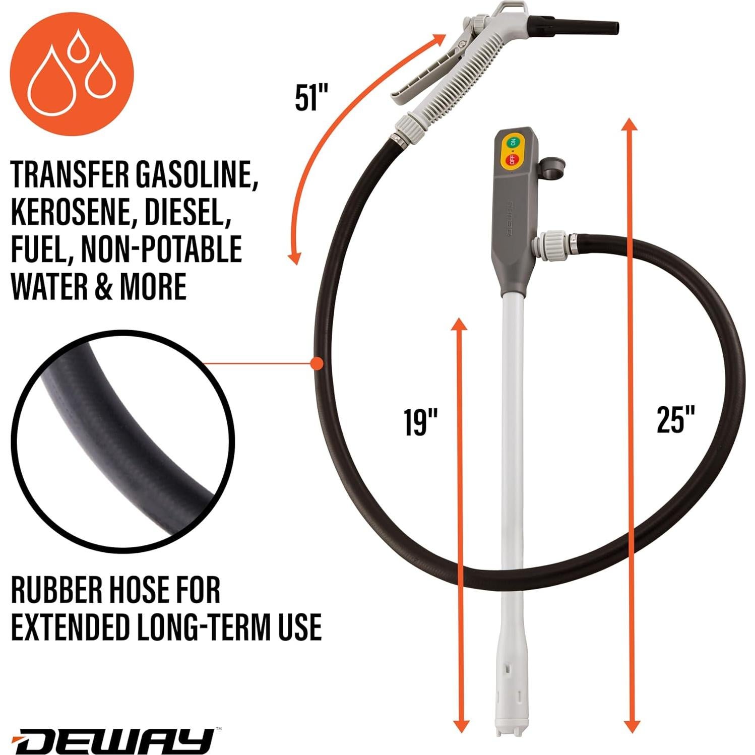 Bomba de Transferencia DeWay V2 con Boquilla Manual 12.1 LPM