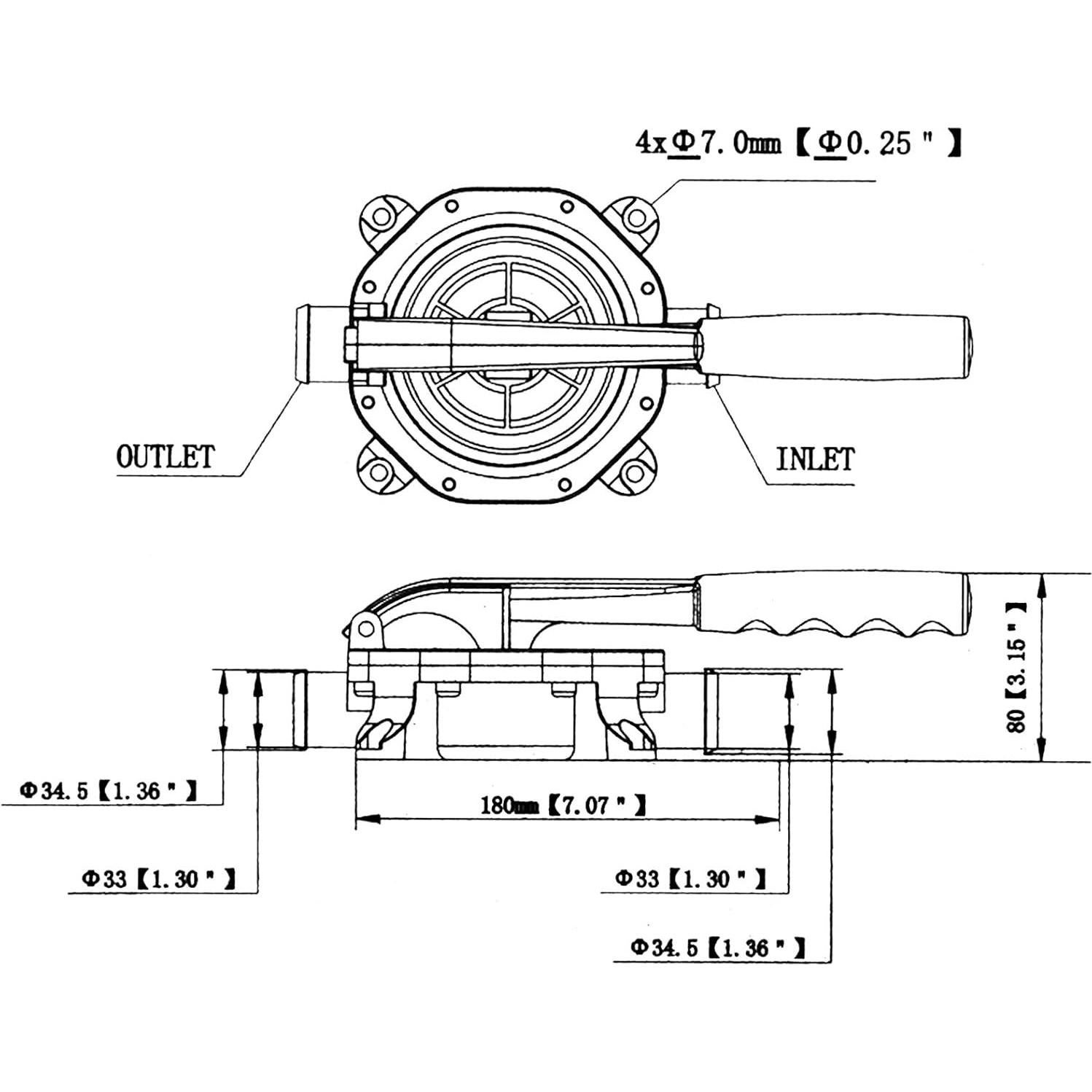 Bomba de transferencia manual YaeMarine 720GPH 2724LPH