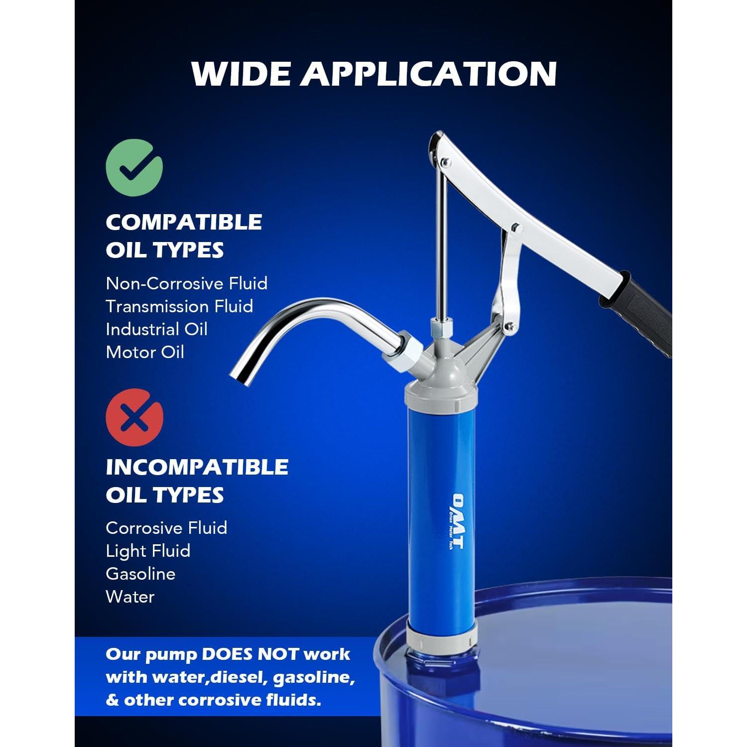 Orion Motor Tech Lever Action Barrel Pump, Heavy Duty Barrel Hand Pump with Telescoping Suction Tube Fits 15 to 55 Gallon Drums Transferring Heating Oil, Motor Oil, Transmission Fluid