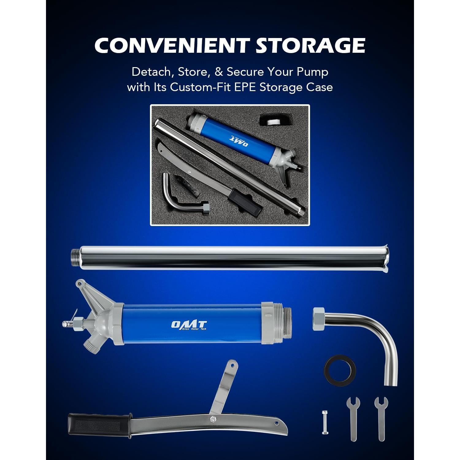 Orion Motor Tech Lever Action Barrel Pump, Heavy Duty Barrel Hand Pump with Telescoping Suction Tube Fits 15 to 55 Gallon Drums Transferring Heating Oil, Motor Oil, Transmission Fluid