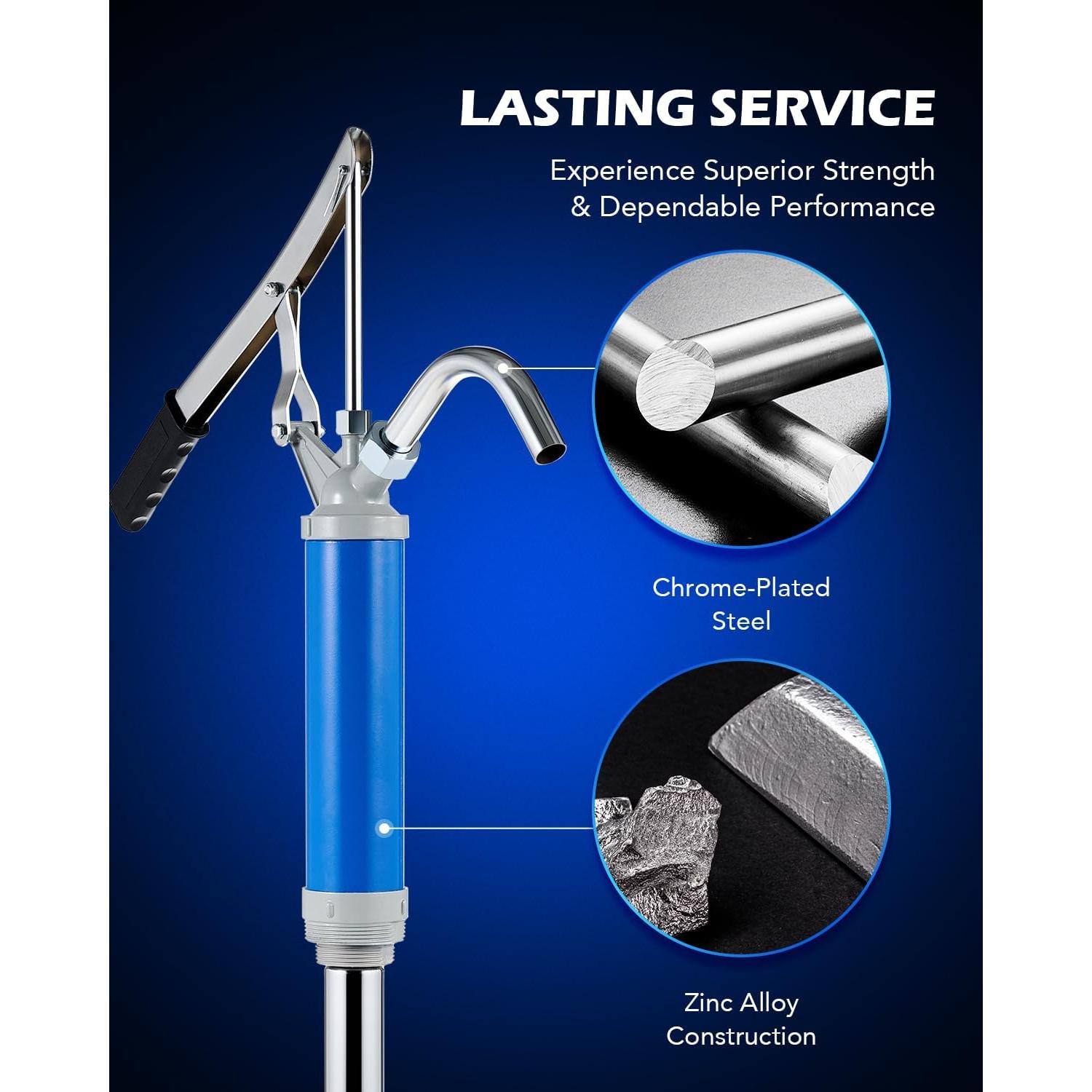 Orion Motor Tech Lever Action Barrel Pump, Heavy Duty Barrel Hand Pump with Telescoping Suction Tube Fits 15 to 55 Gallon Drums Transferring Heating Oil, Motor Oil, Transmission Fluid