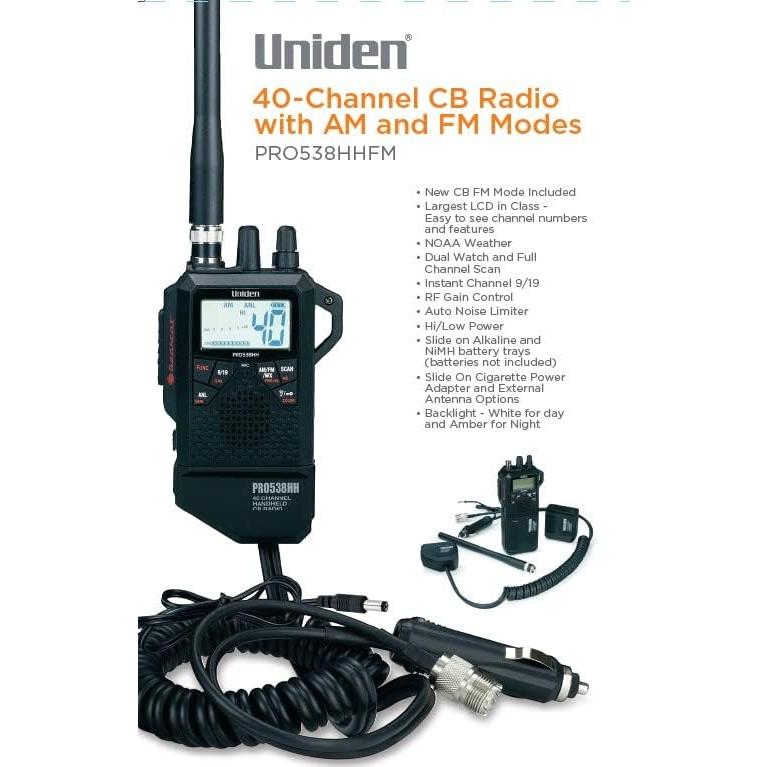Radio CB Dual Portátil Uniden PRO538HHFM 40 Canales FM
