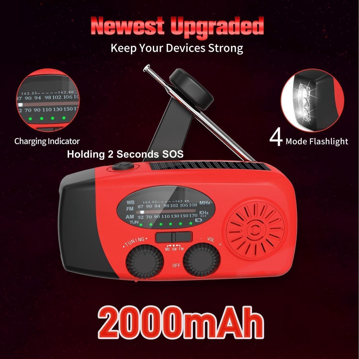 Radio Meteorológica de Emergencia Solar con Cargador 2000mAh