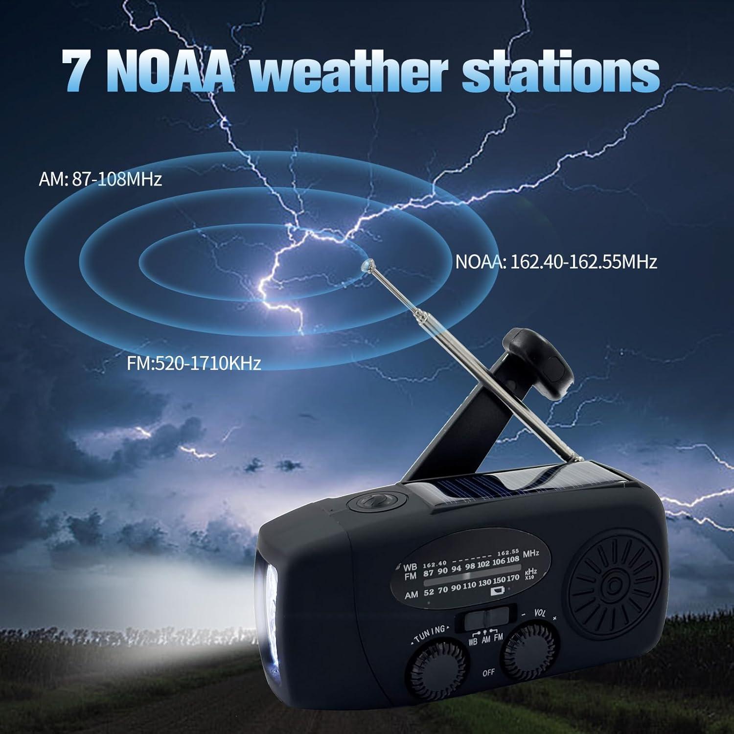 Radio Meteorológica de Emergencia Solar con Cargador 2000mAh