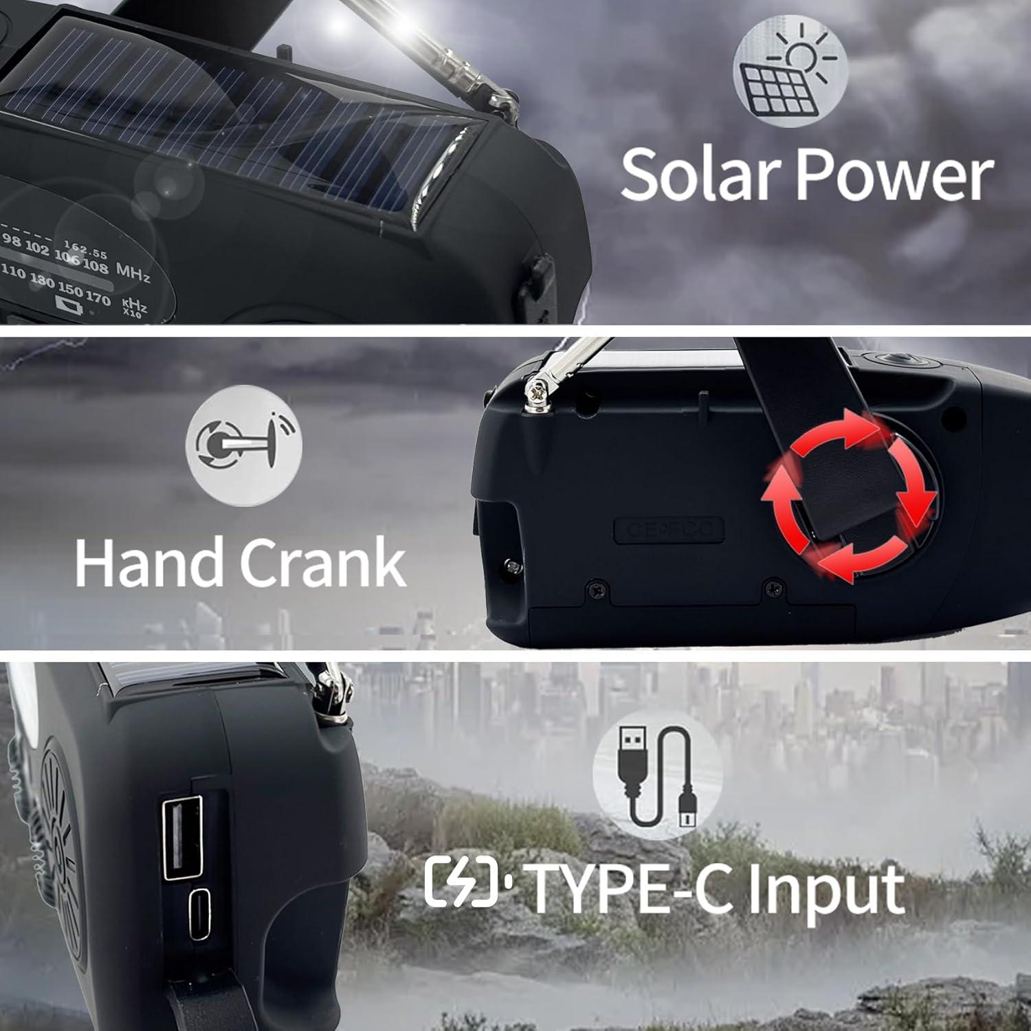 Radio Meteorológica de Emergencia Solar con Cargador 2000mAh