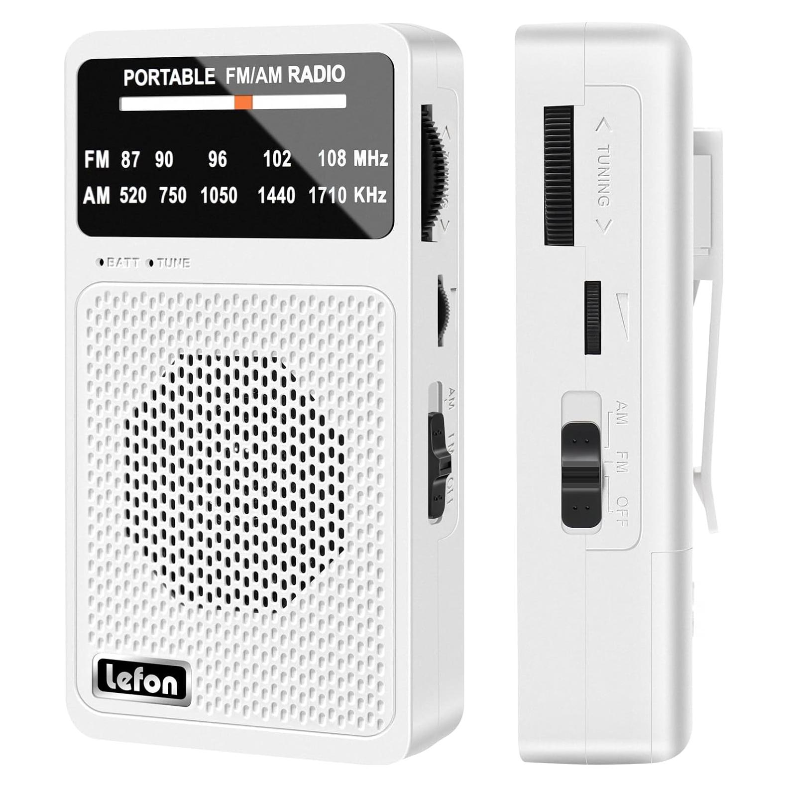 Radio Portátil TRELC T-08 AM FM Mini con Auriculares Blanco