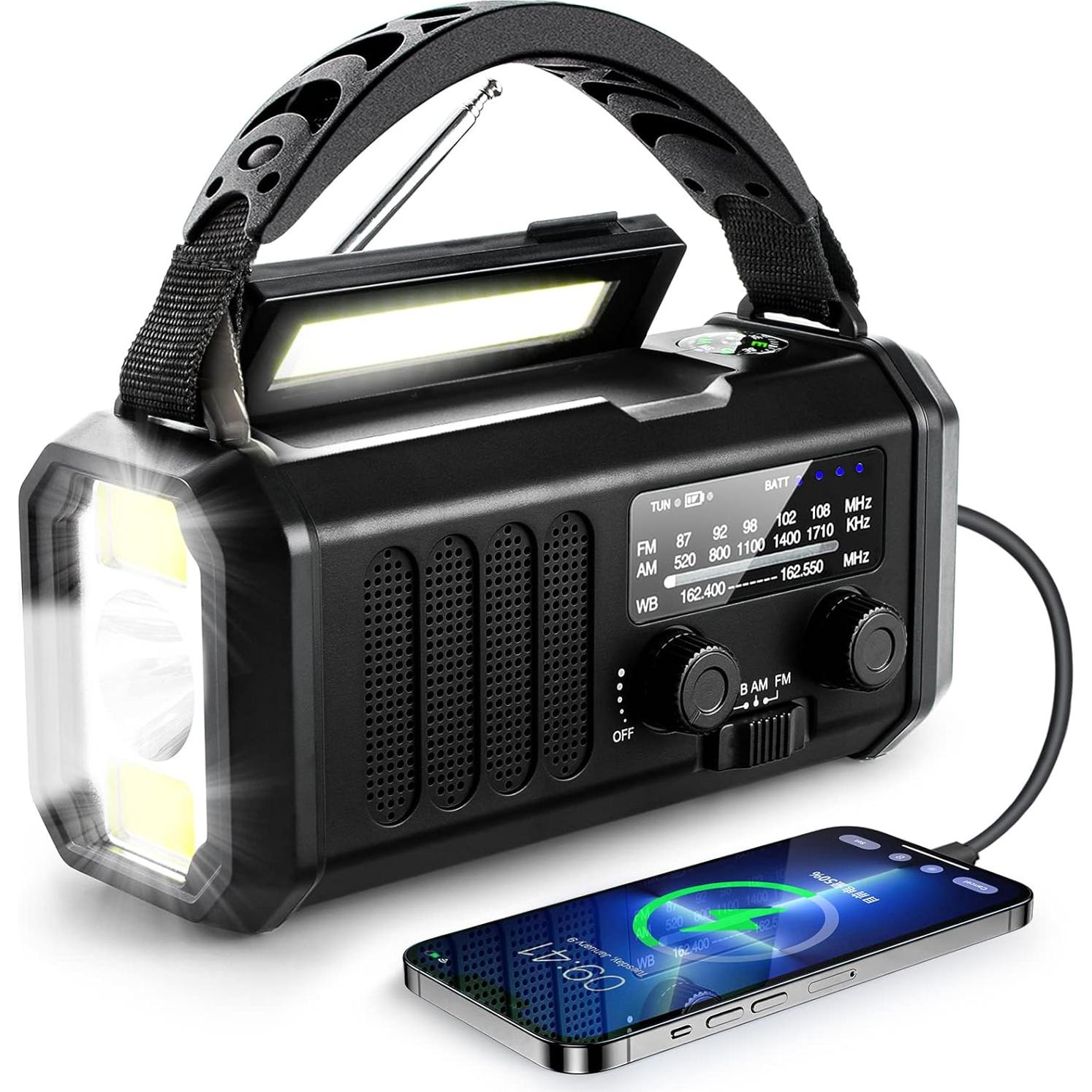 Radio de Emergencia Leaton 10000mAh con Linterna y SOS