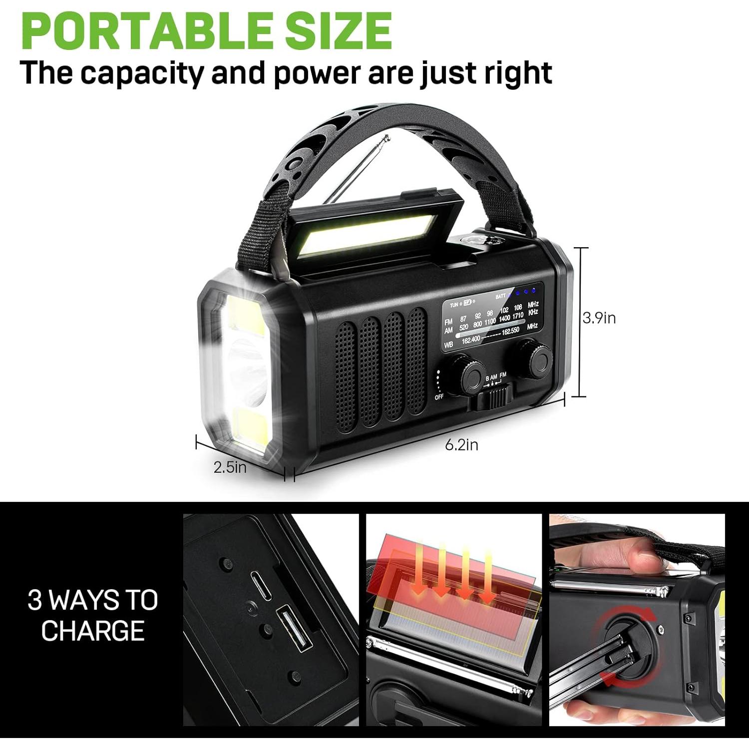 Radio de Emergencia Leaton 10000mAh con Linterna y SOS