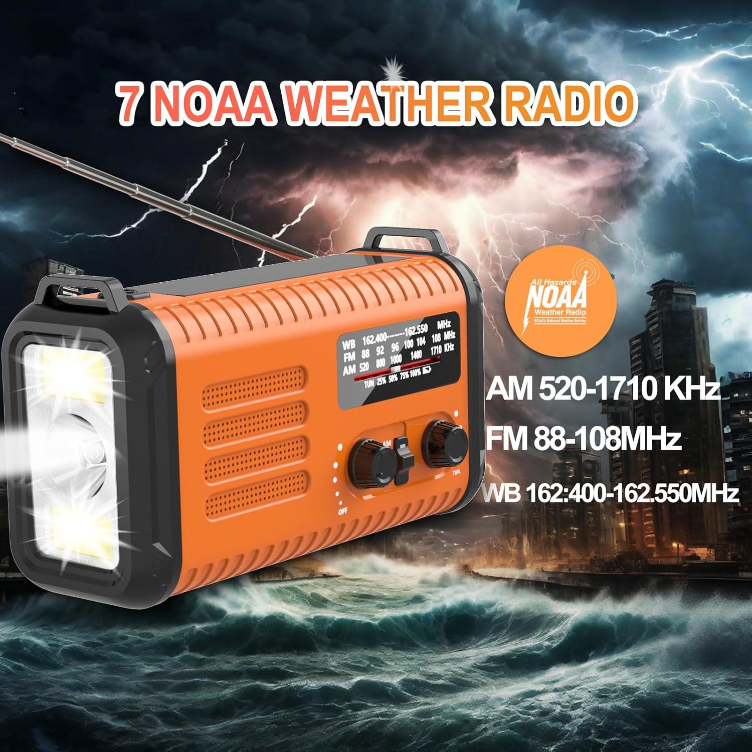Radio de Emergencia Rckskaya 20000mAh AM/FM NOAA con Linterna