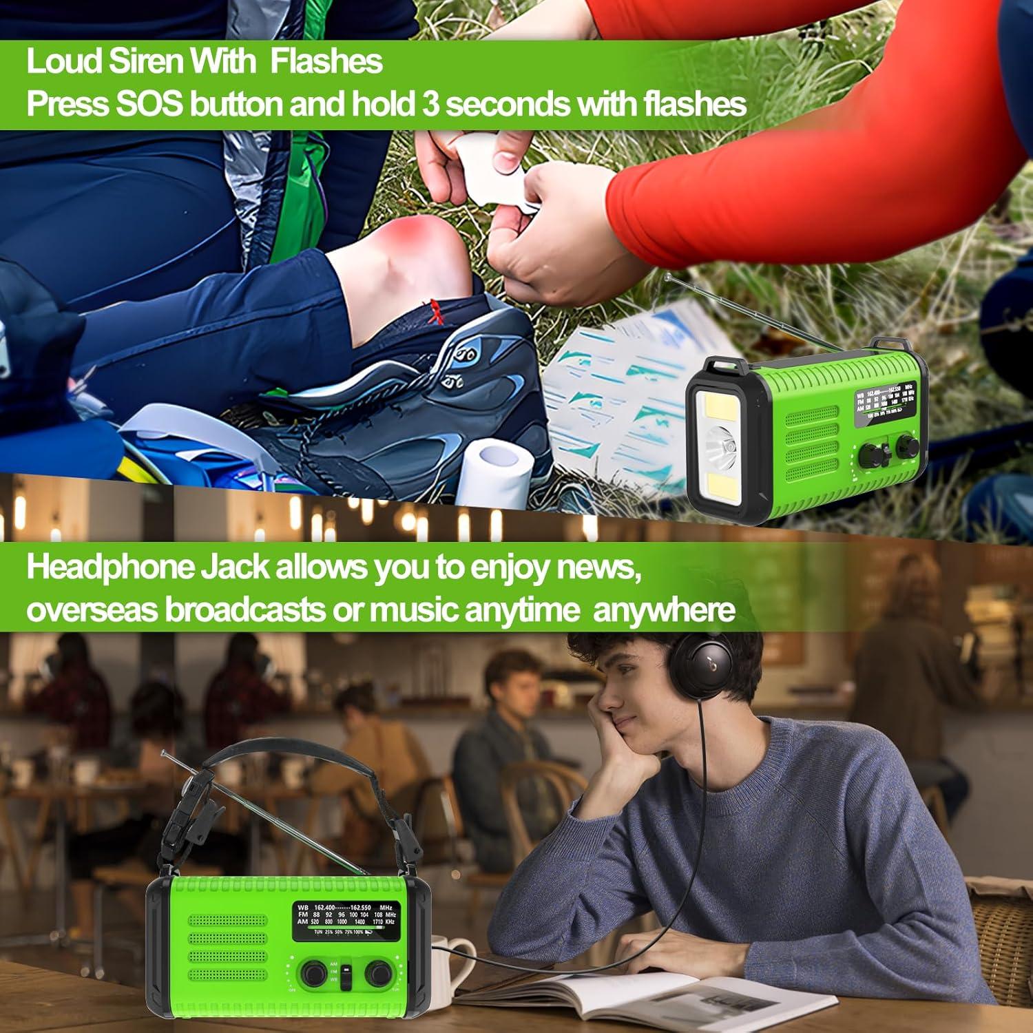 Radio de Emergencia Rckskaya 20000mAh AM/FM NOAA con Linterna