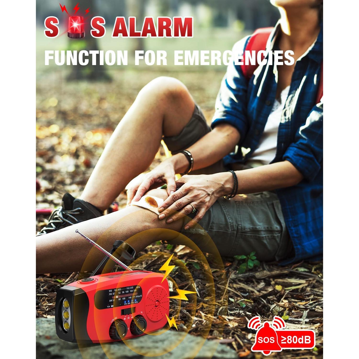 Radio de Emergencia Portátil Emgykit con Manivela y Alerta NOAA