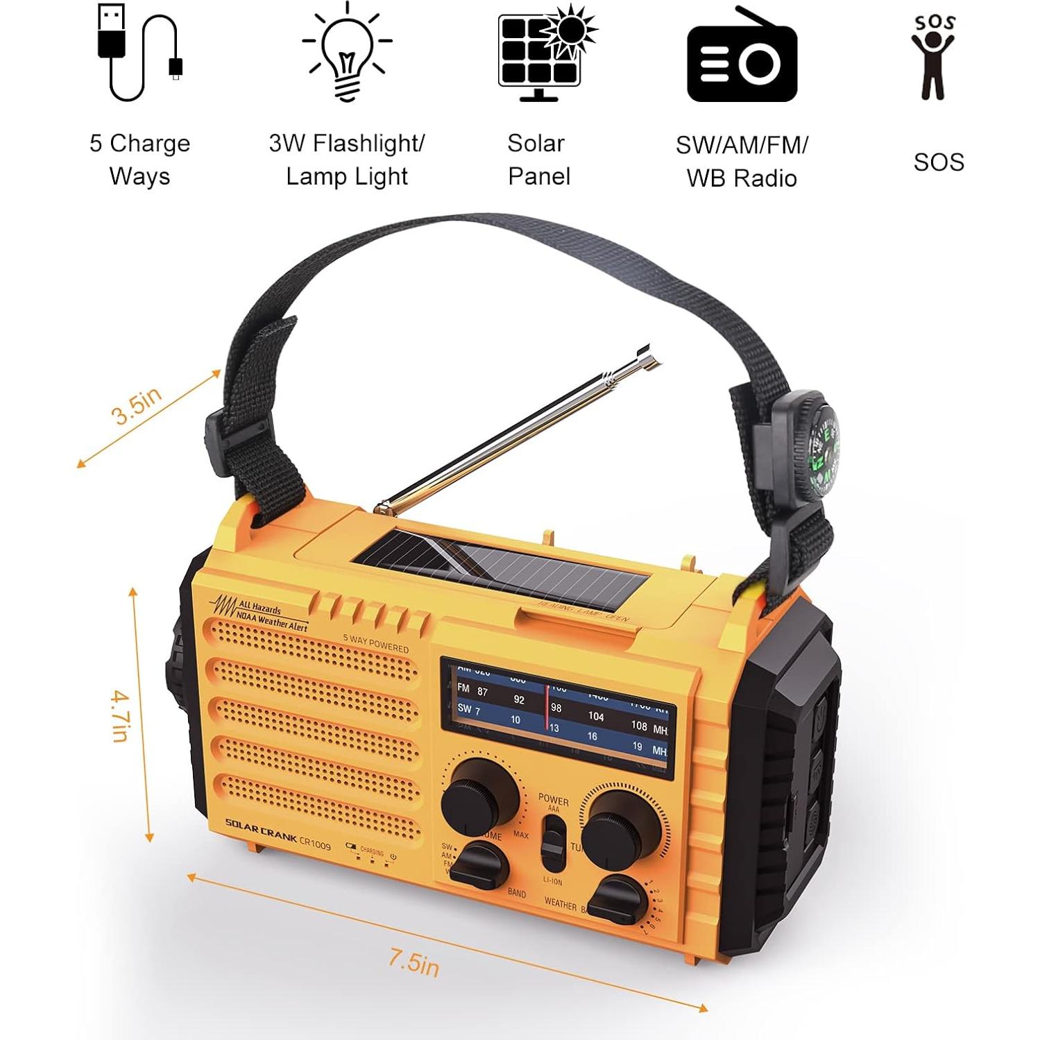 Radio Meteorológica Raynic con Manivela y Solar 5000mAh