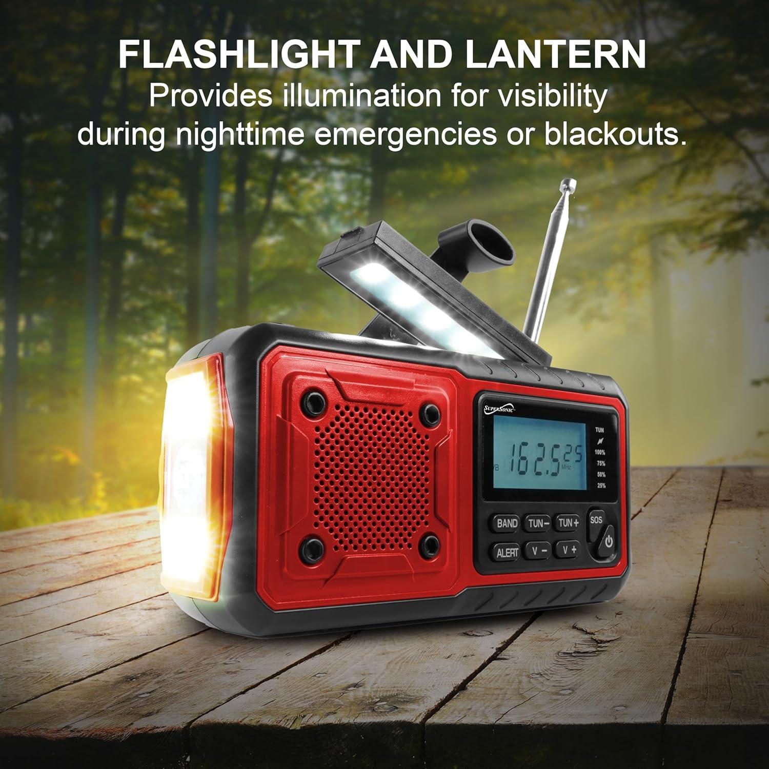 Radio de Emergencia Supersonic SC-1078ERN con Linterna y Alarma SOS