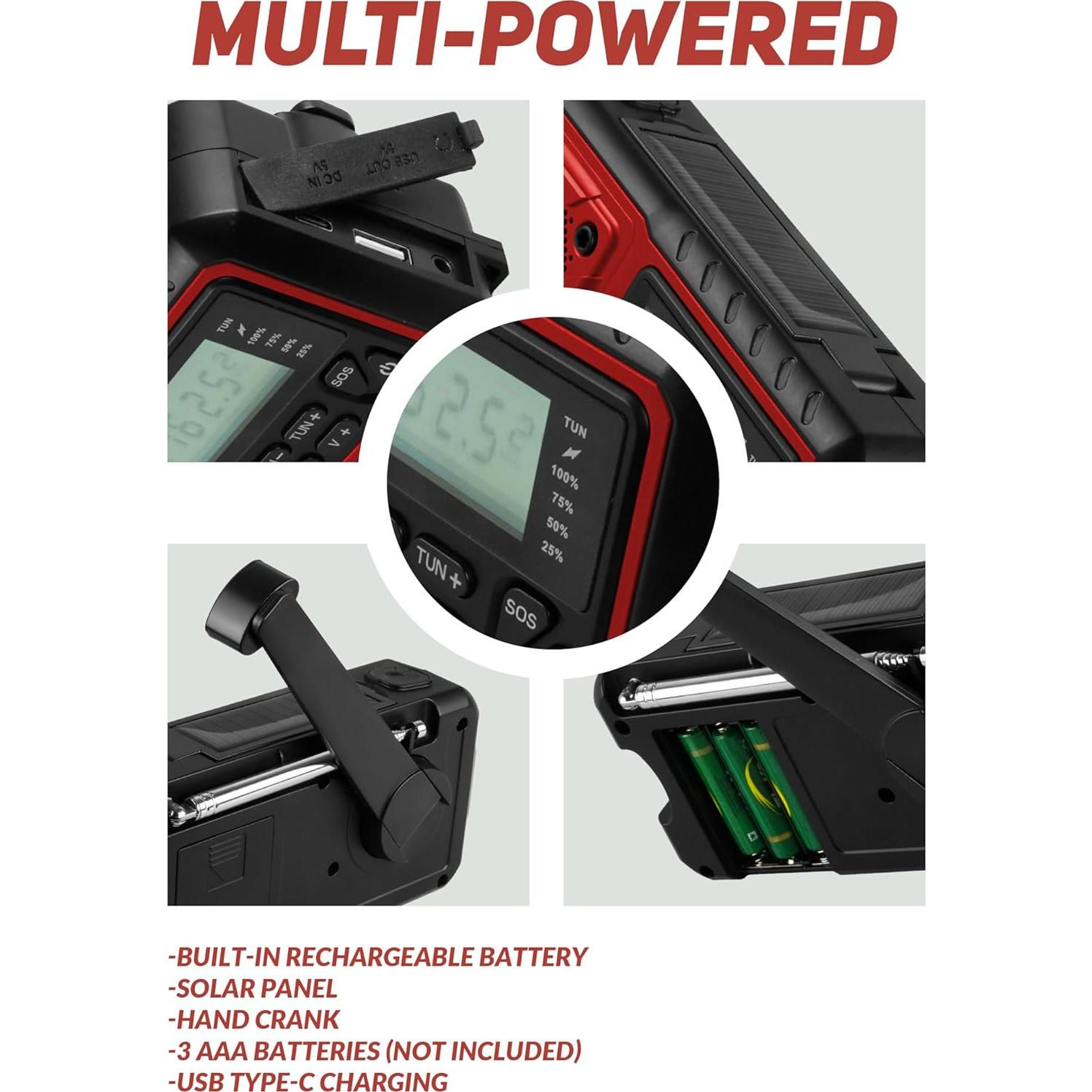 Radio de Emergencia Supersonic SC-1078ERN con Linterna y Alarma SOS