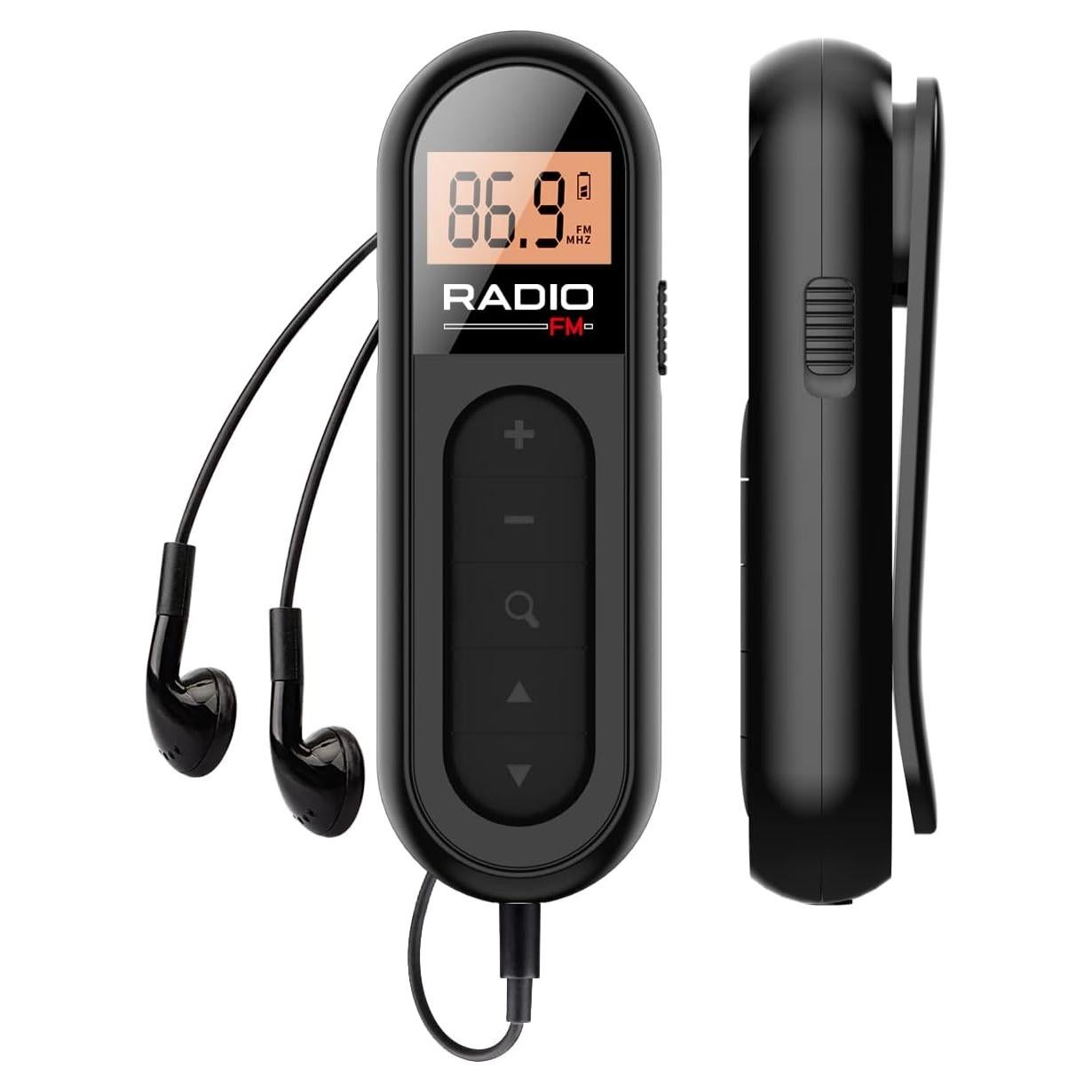 Radio FM Portátil Recargable Moliao MI03 con Clip - Negro