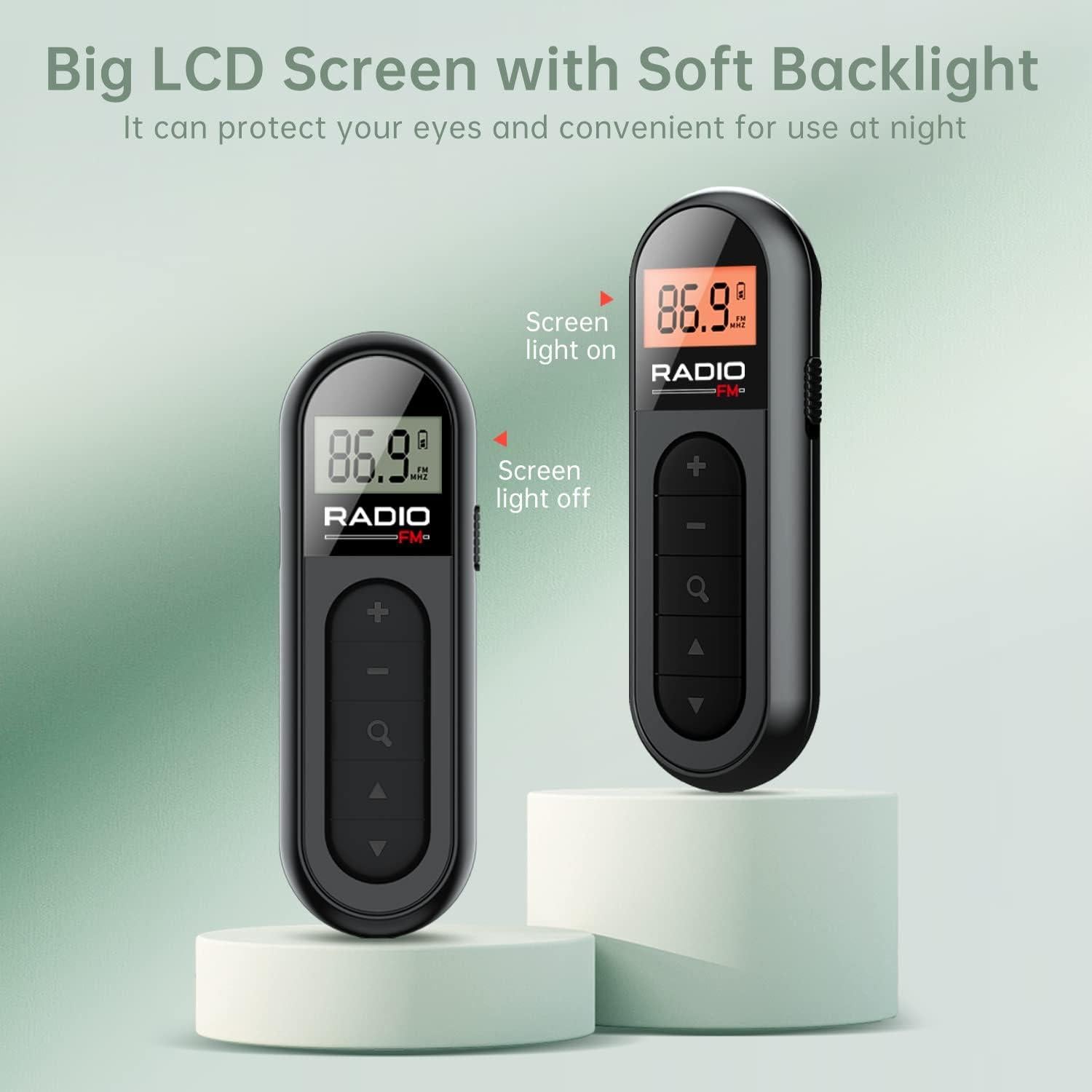 Radio FM Portátil Recargable Moliao MI03 con Clip - Negro