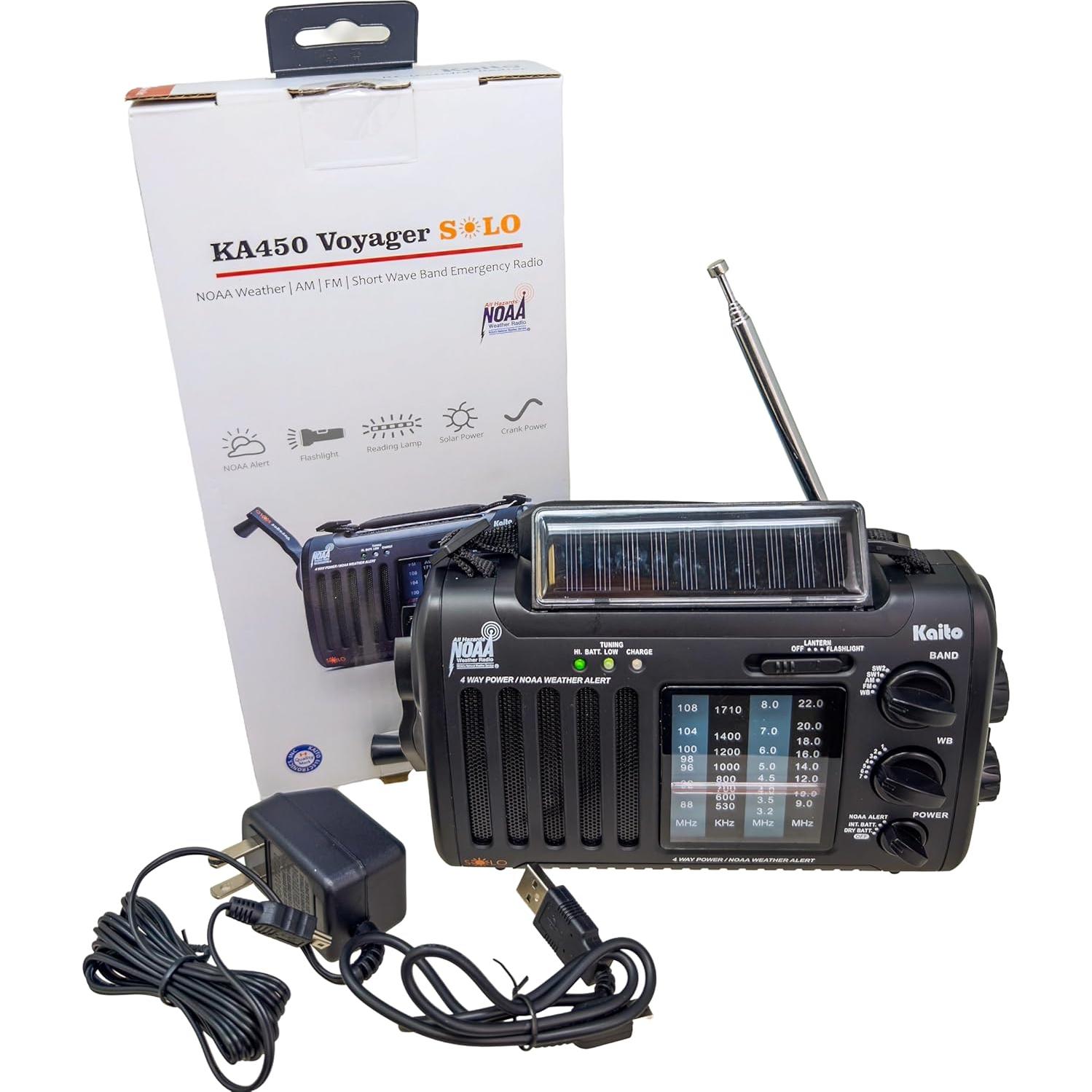 Radio de Emergencia Kaito Voyager Solo AM FM NOAA con Linterna