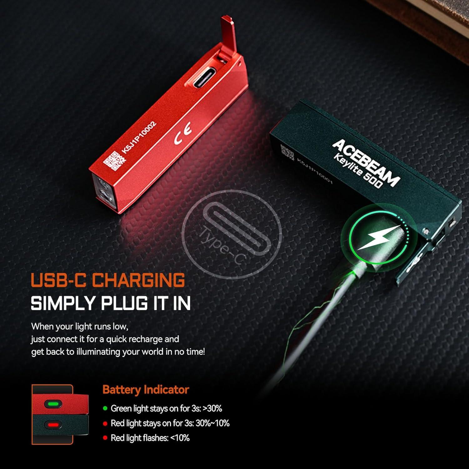 Linterna EDC ACEBEAM Keylite 500 Recargable 500 Lúmenes