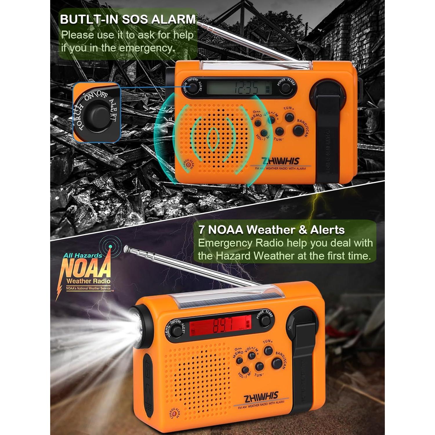Radio de Emergencia ZHIWHIS ZWS-900 AM/FM Solar 2000mAh
