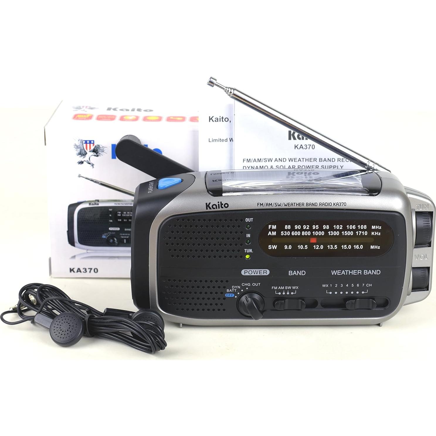 Radio Meteorológica Kaito KA370 NOAA AM/FM Solar Crank