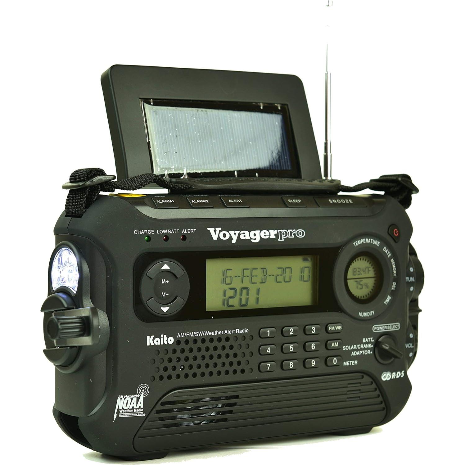 Radio de Emergencia Kaito KA600L AM/FM/SW NOAA Solar Manivela