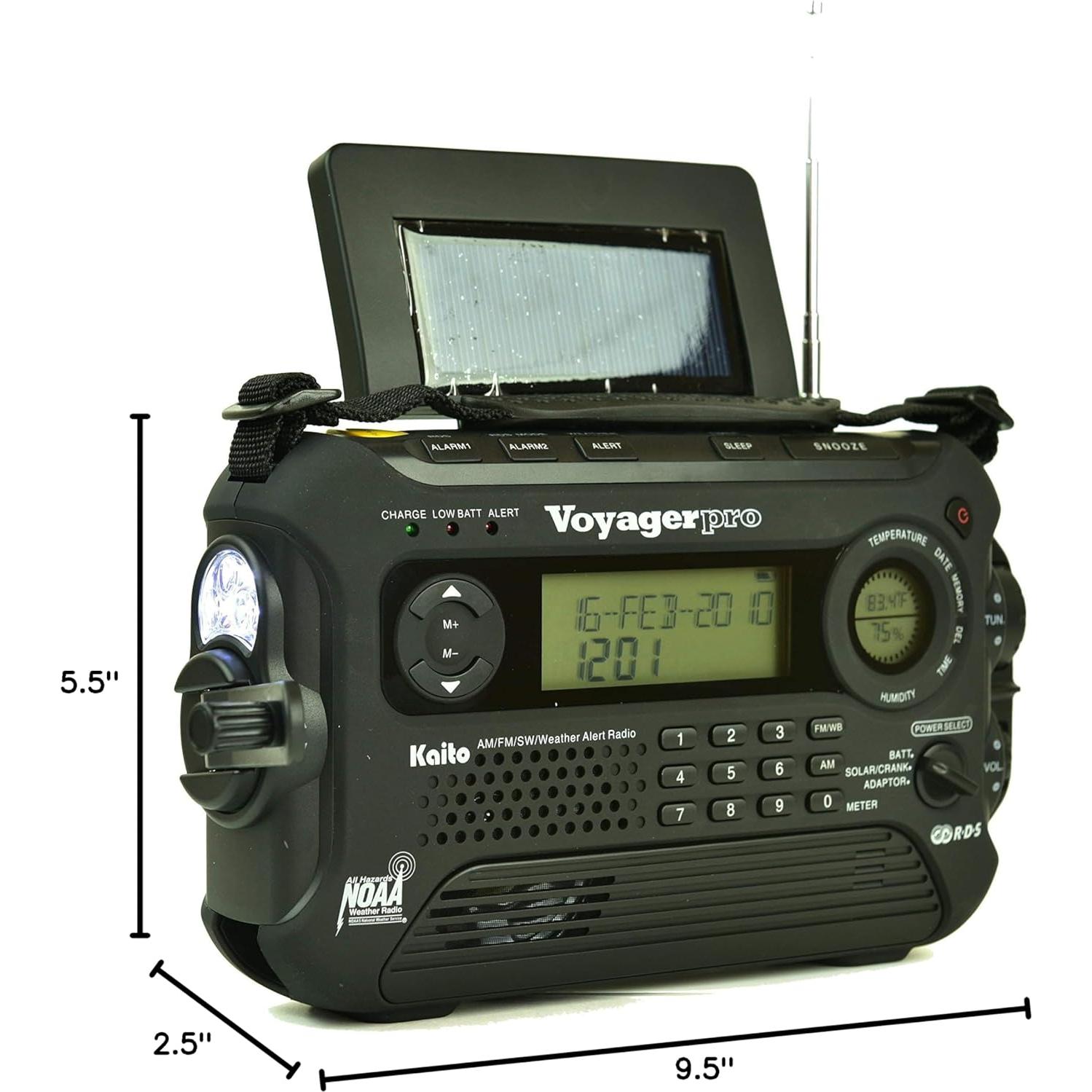 Radio de Emergencia Kaito KA600L AM/FM/SW NOAA Solar Manivela
