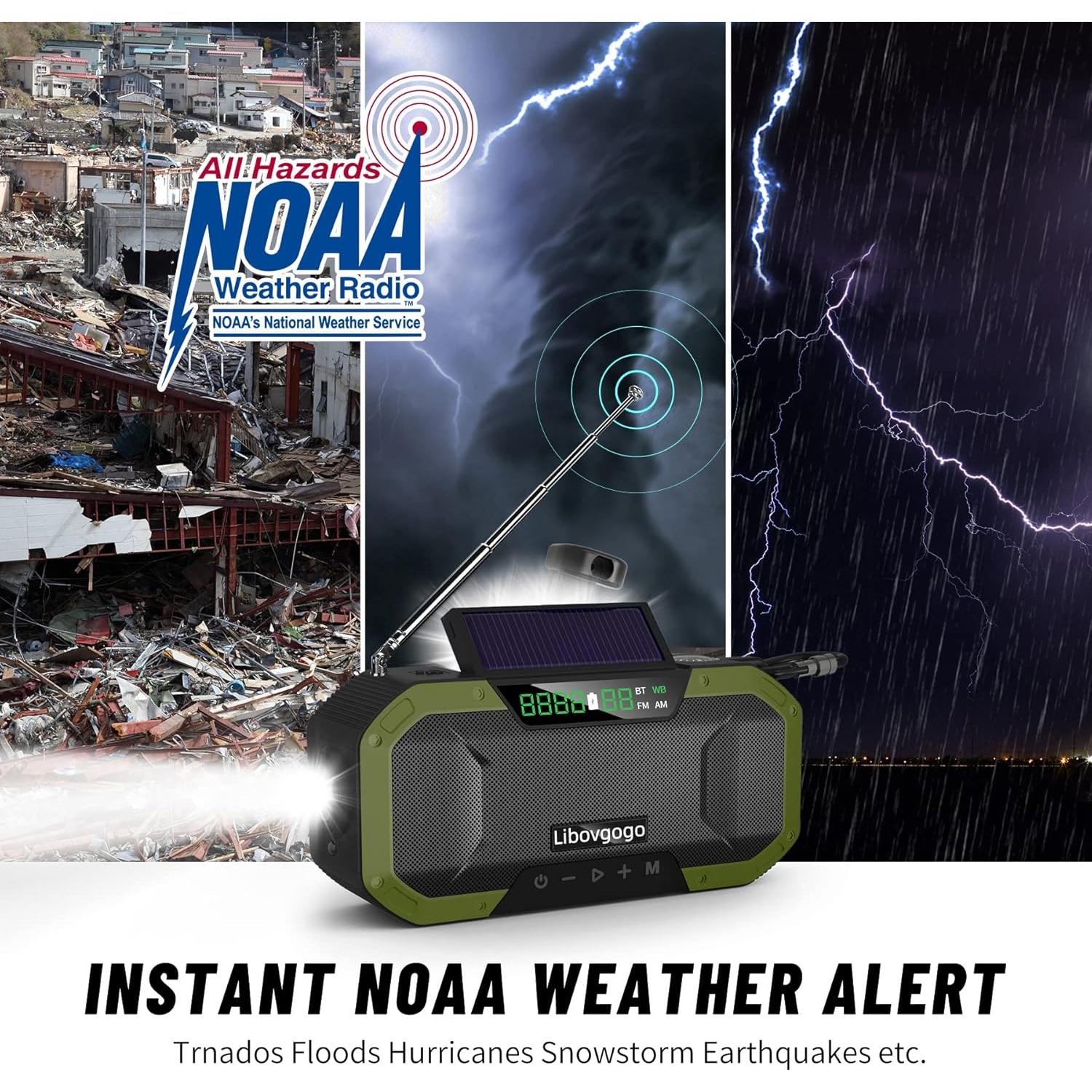 Radio de Emergencia KAINO Bluetooth 5000mAh IPX5 Verde