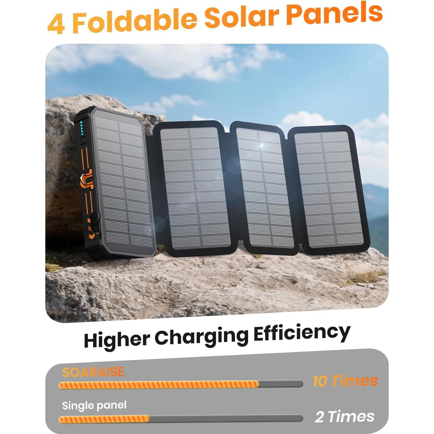 Cargador Solar Power Bank SOARAISE 48000mAh Inalámbrico