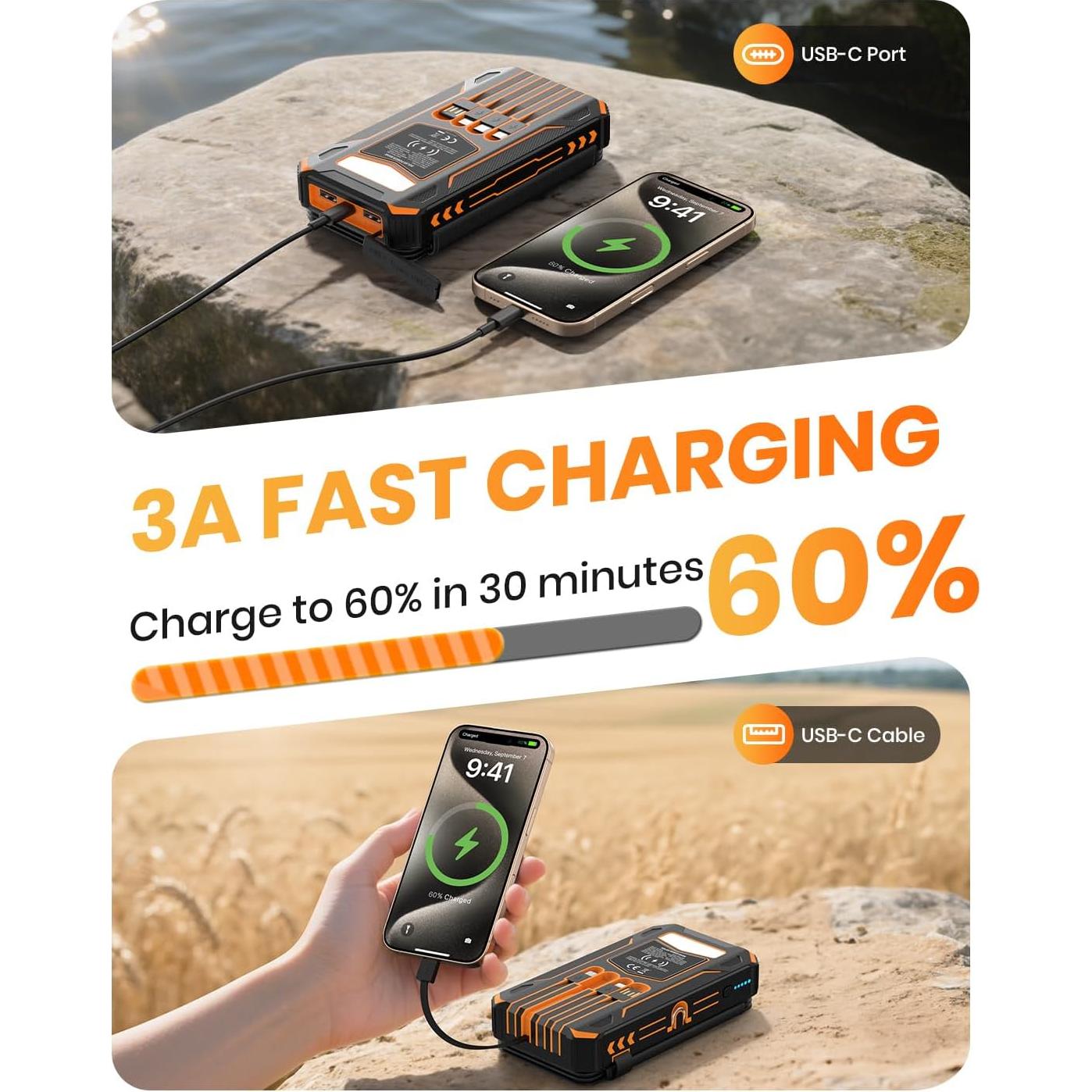 Cargador Solar Power Bank SOARAISE 48000mAh Inalámbrico