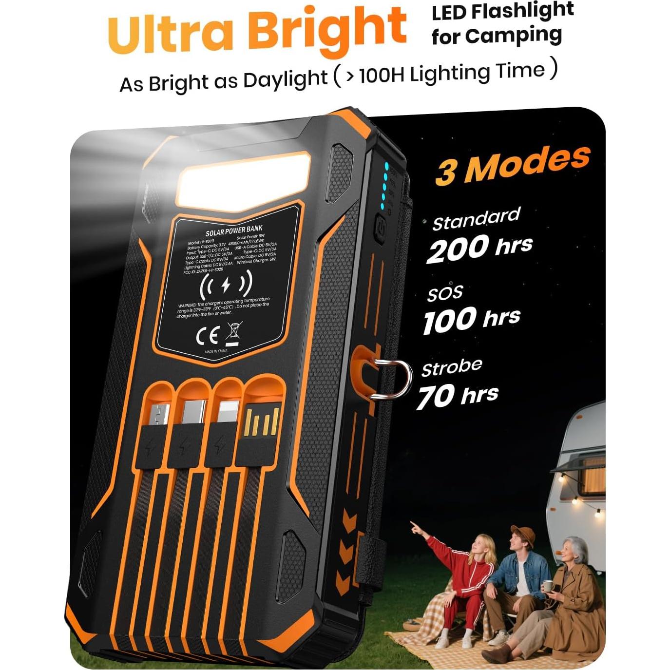 Cargador Solar Power Bank SOARAISE 48000mAh Inalámbrico