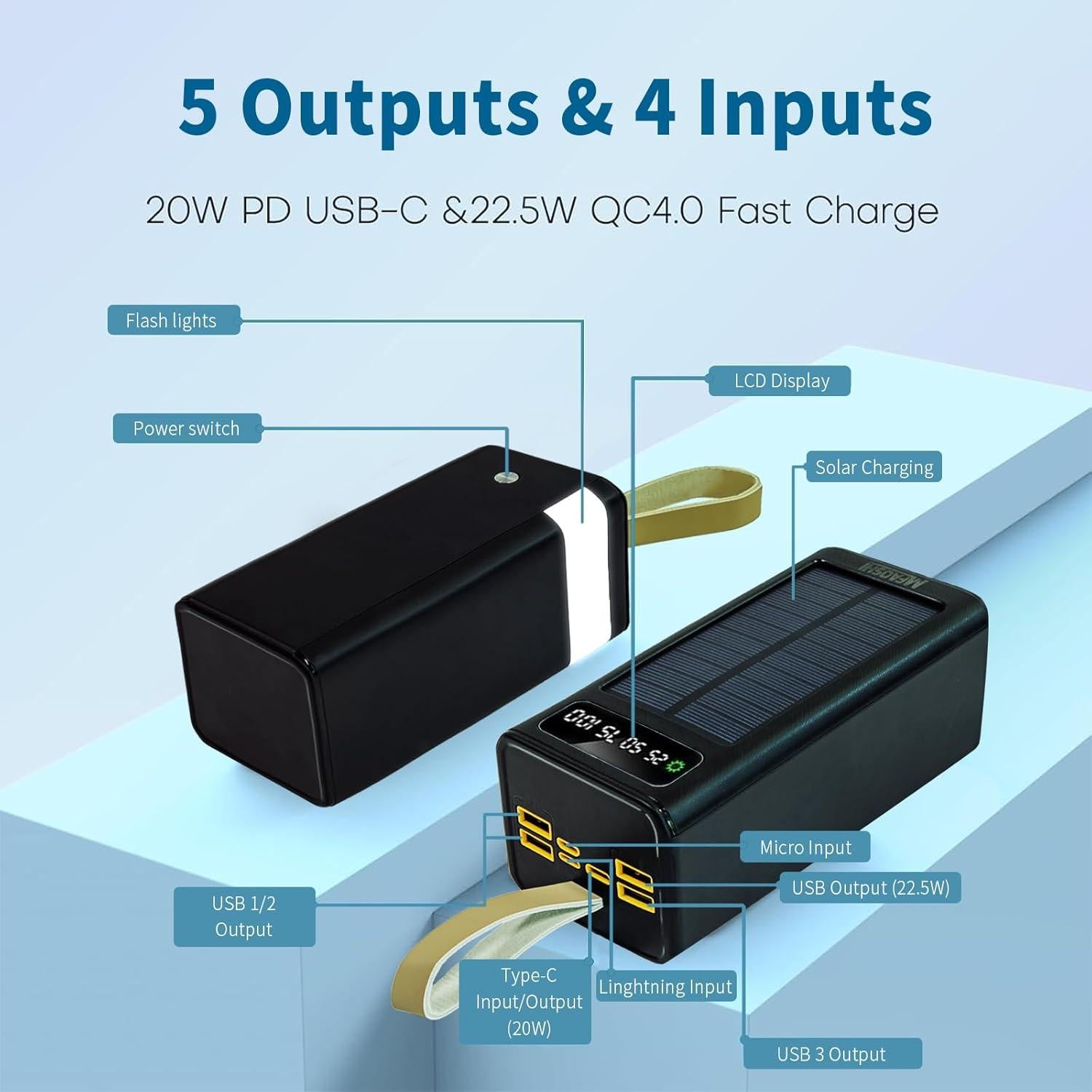 Banco de Energía Solar 50000mAh Zhimingbaihuo Cargador Rápido